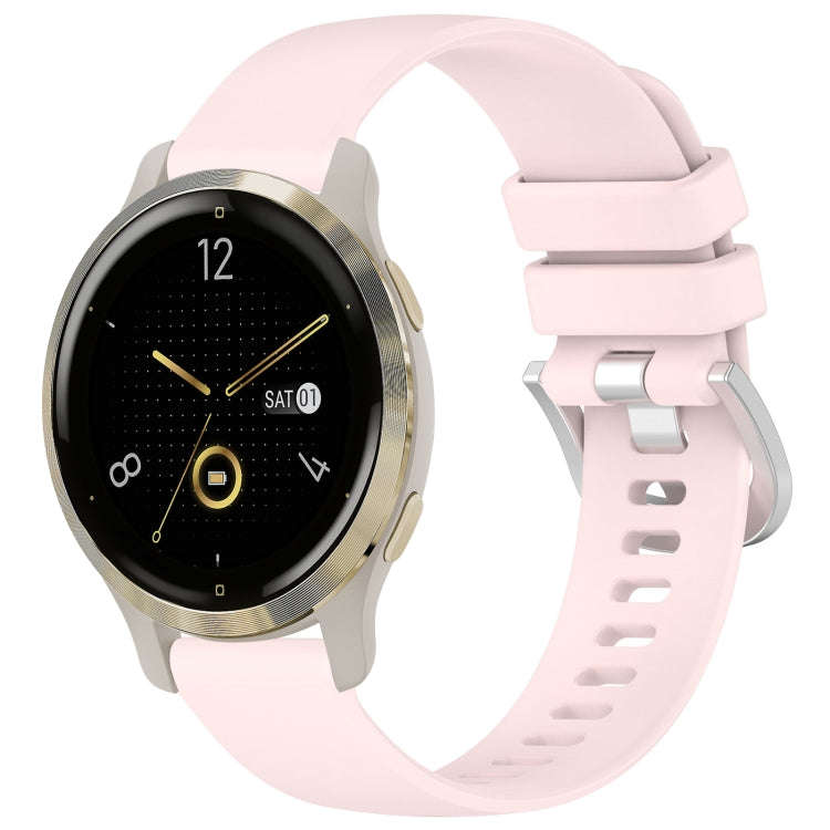 For Garmin Venu 2S Liquid Glossy Silver Buckle Silicone Watch Band(Pink)