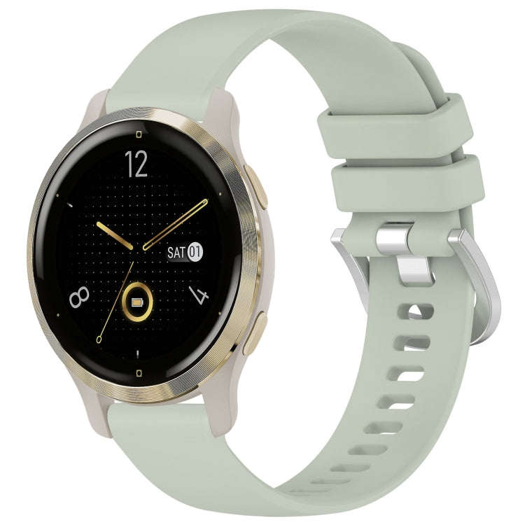 For Garmin Venu 2S Liquid Glossy Silver Buckle Silicone Watch Band(Green)