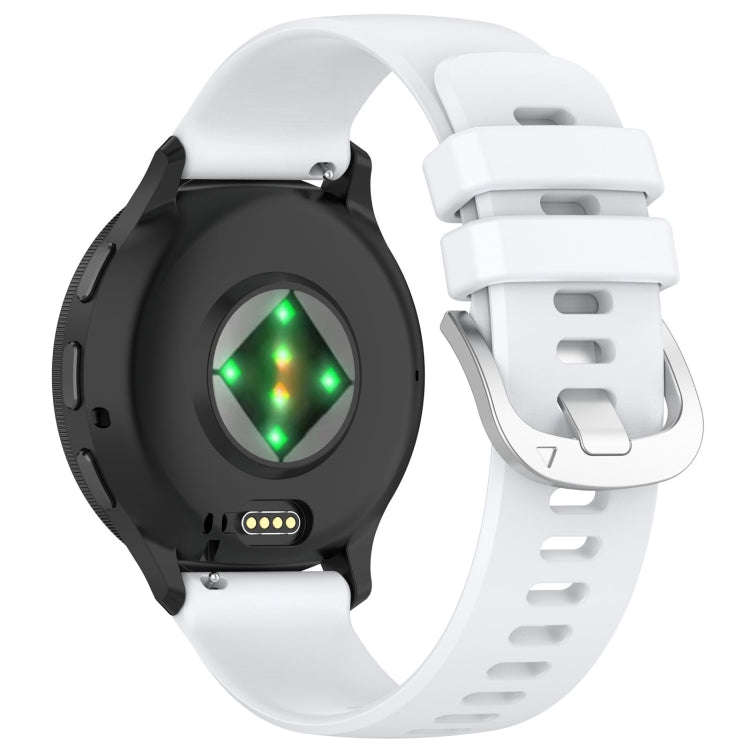 For Garmin Venu 2S Liquid Glossy Silver Buckle Silicone Watch Band(White)