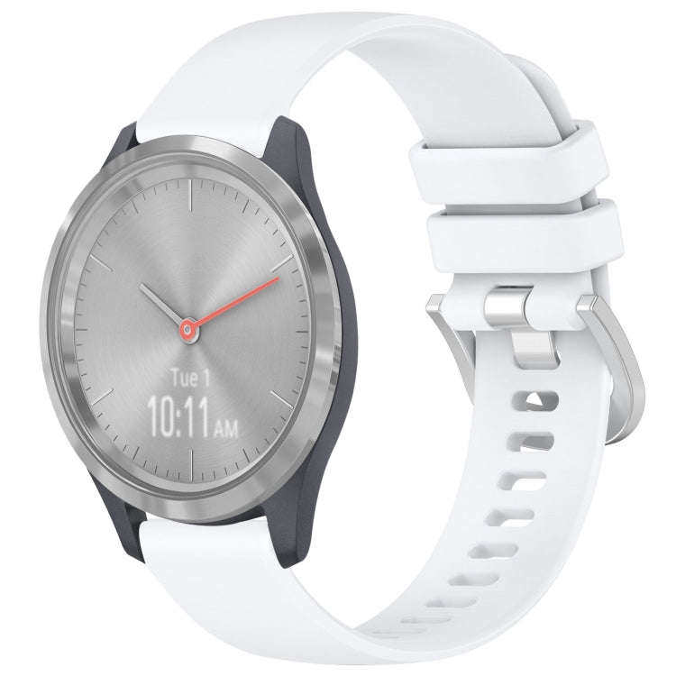 For Garmin Vivomove 3S Liquid Glossy Silver Buckle Silicone Watch Band(White)