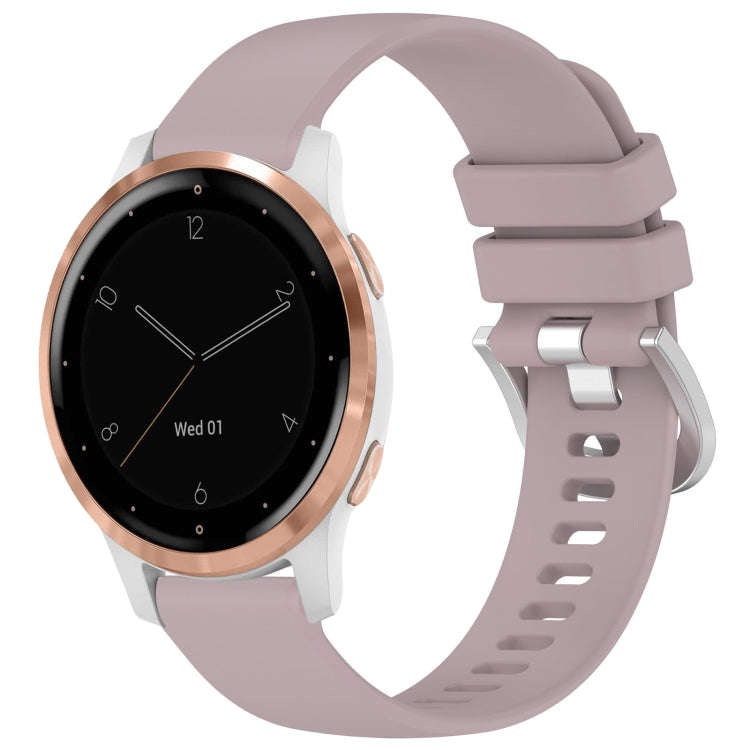 For Garmin Vivoactive 4S Liquid Glossy Silver Buckle Silicone Watch Band(Purple)