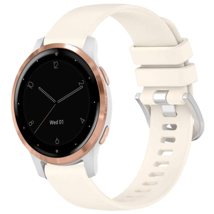 For Garmin Vivoactive 4S Liquid Glossy Silver Buckle Silicone Watch Band(Stralight)