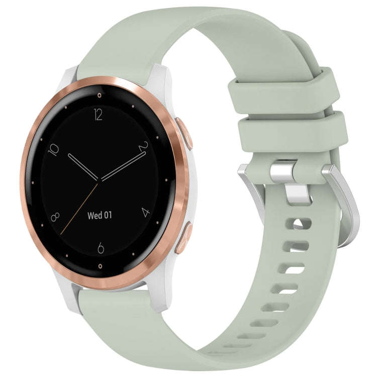 For Garmin Vivoactive 4S Liquid Glossy Silver Buckle Silicone Watch Band(Green)
