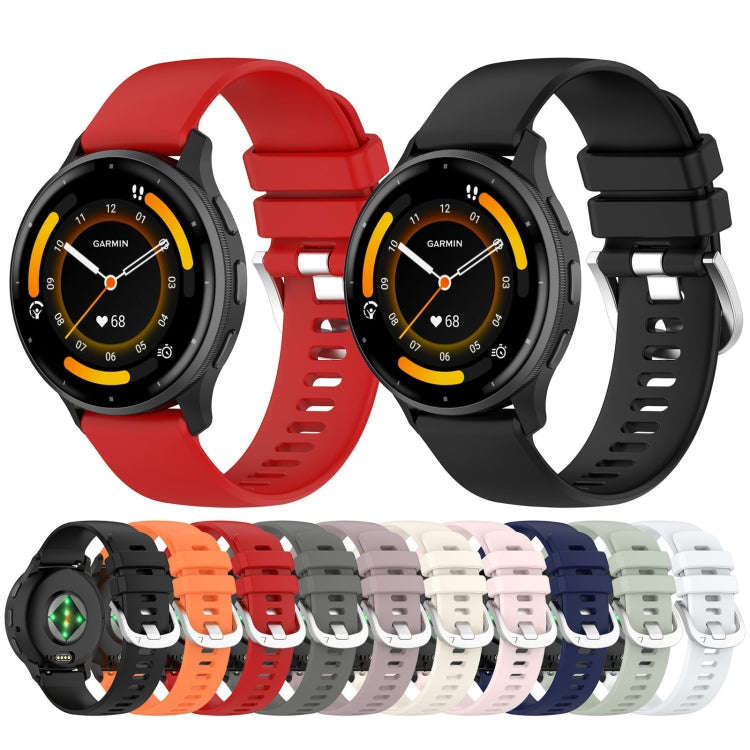 For Garmin Forerunner 265S Liquid Glossy Silver Buckle Silicone Watch Band(Gray)