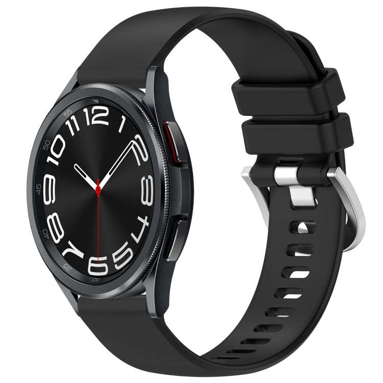 For Samsung Galaxy 6 / 6 Classic Liquid Glossy Silver Buckle Silicone Watch Band(Black)