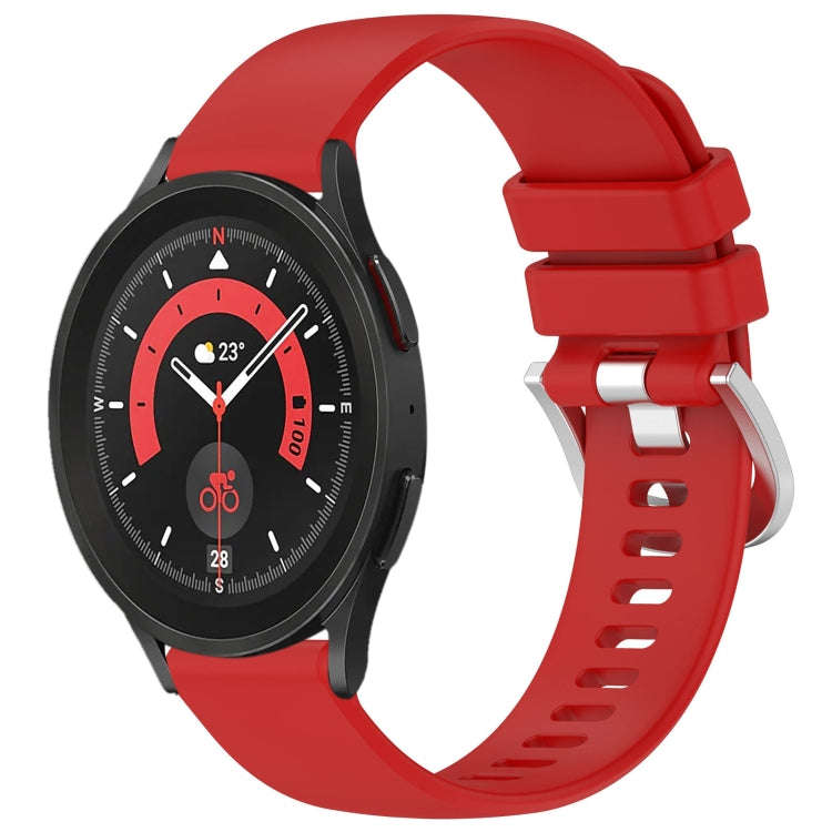 For Samsung Galaxy 5 / 5 Pro Liquid Glossy Silver Buckle Silicone Watch Band(Red)