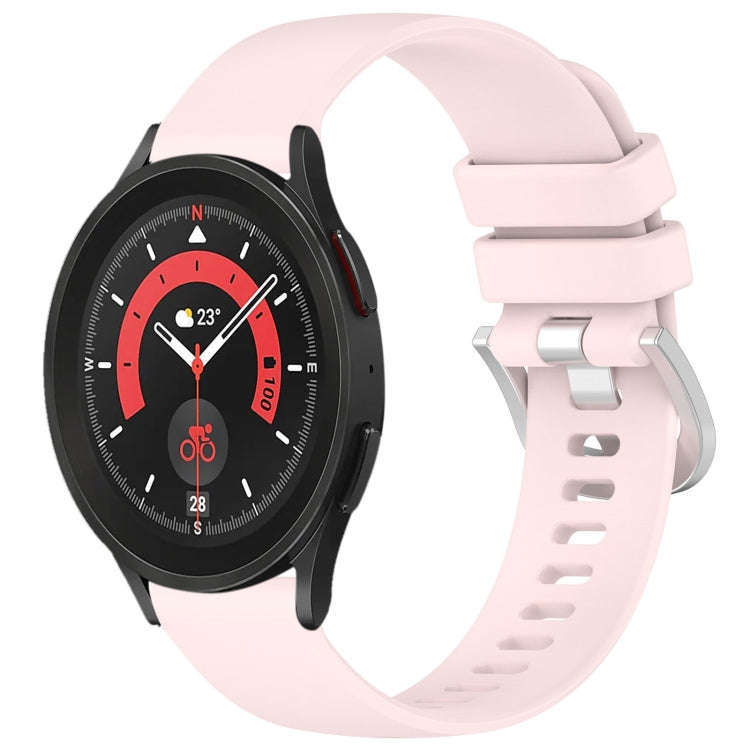 For Samsung Galaxy 5 / 5 Pro Liquid Glossy Silver Buckle Silicone Watch Band(Pink)