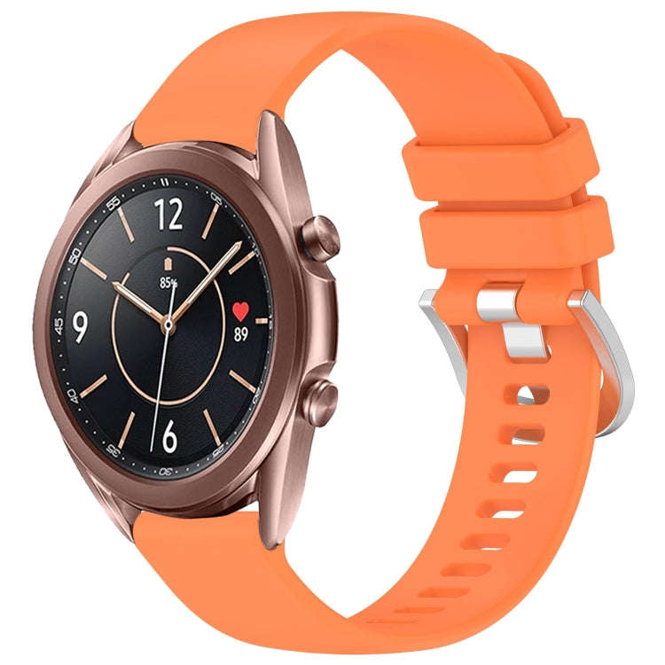 For Samsung Galaxy Watch 3 41mm Liquid Glossy Silver Buckle Silicone Watch Band(Orange)