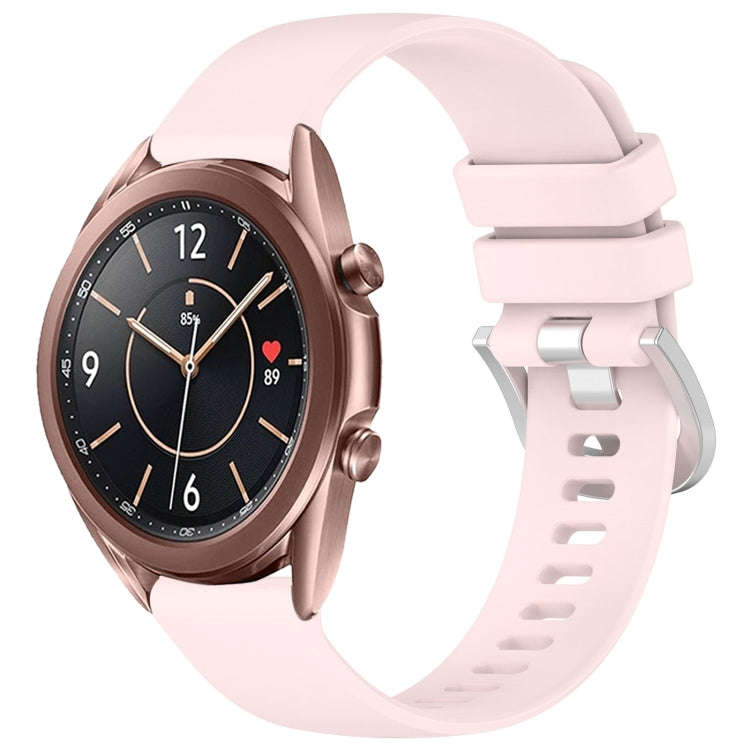 For Samsung Galaxy Watch 3 41mm Liquid Glossy Silver Buckle Silicone Watch Band(Pink)