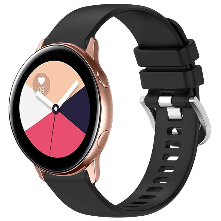 For Samsung Galaxy Watch Active / Active 2 Liquid Glossy Silver Buckle Silicone Watch Band(Black)