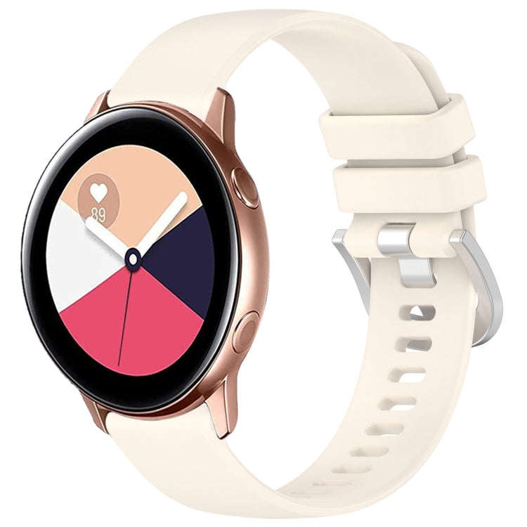 For Samsung Galaxy Watch Active / Active 2 Liquid Glossy Silver Buckle Silicone Watch Band(Strali...