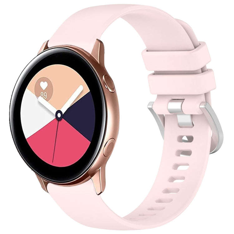 For Samsung Galaxy Watch Active / Active 2 Liquid Glossy Silver Buckle Silicone Watch Band(Pink)