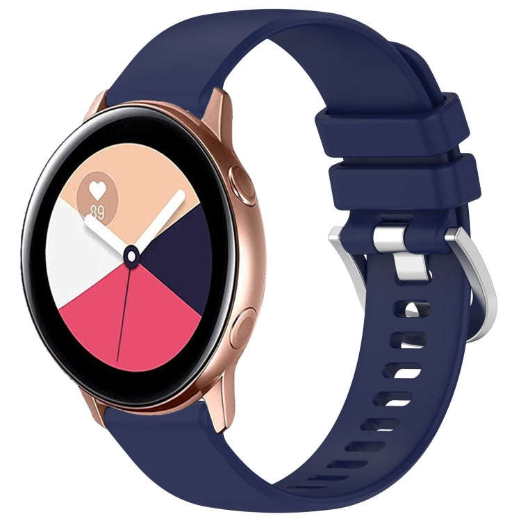 For Samsung Galaxy Watch Active / Active 2 Liquid Glossy Silver Buckle Silicone Watch Band(Dark B...