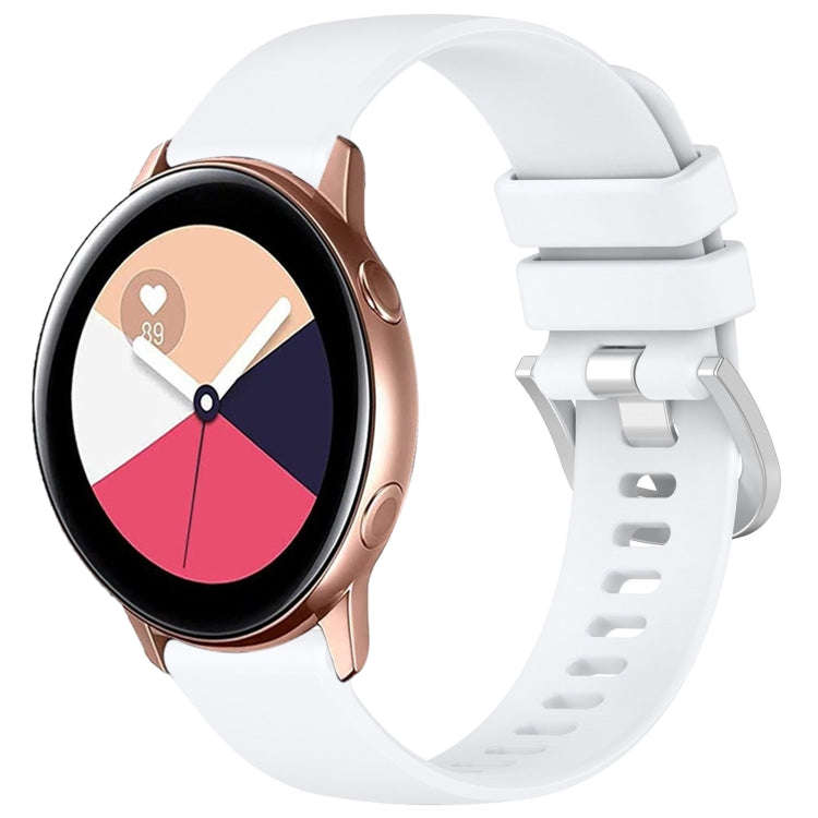 For Samsung Galaxy Watch Active / Active 2 Liquid Glossy Silver Buckle Silicone Watch Band(White)