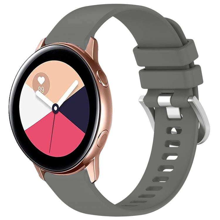 For Samsung Galaxy Watch Active / Active 2 Liquid Glossy Silver Buckle Silicone Watch Band(Gray)