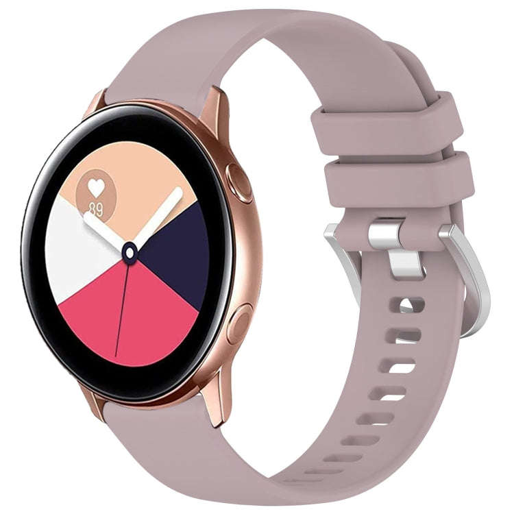 For Samsung Galaxy Watch Active / Active 2 Liquid Glossy Silver Buckle Silicone Watch Band(Purple)