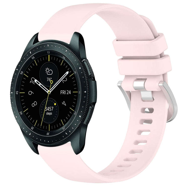 For Samsung Galaxy Watch 42mm Liquid Glossy Silver Buckle Silicone Watch Band(Pink)