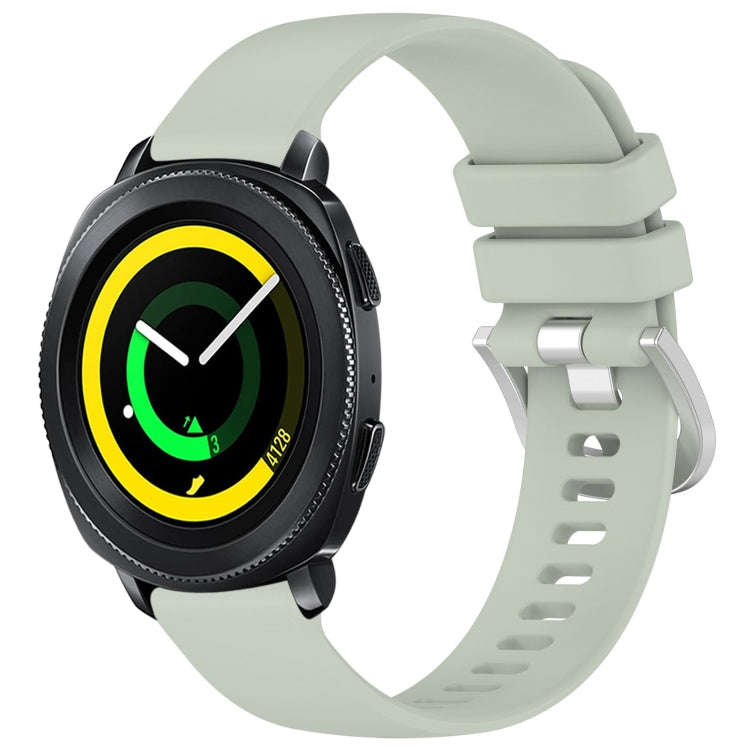 For Samsung Gear Sport Liquid Glossy Silver Buckle Silicone Watch Band(Green)