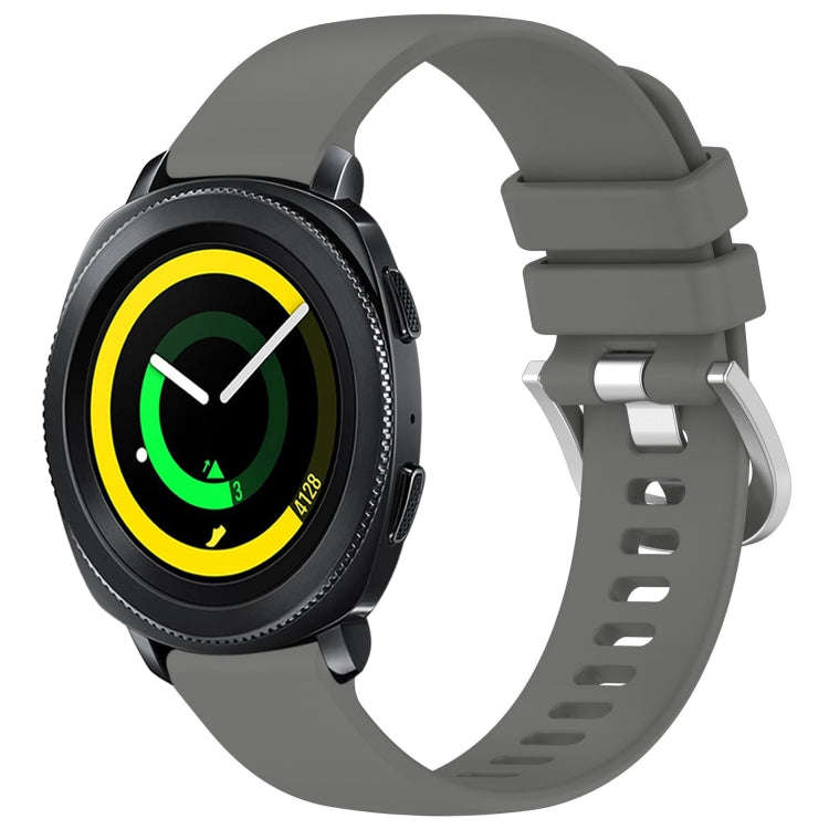 For Samsung Gear Sport Liquid Glossy Silver Buckle Silicone Watch Band(Gray)