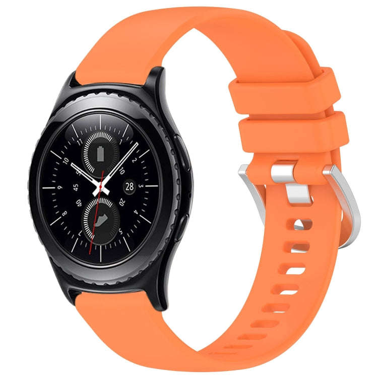 For Samsung Gear S2 Classic Liquid Glossy Silver Buckle Silicone Watch Band(Orange)