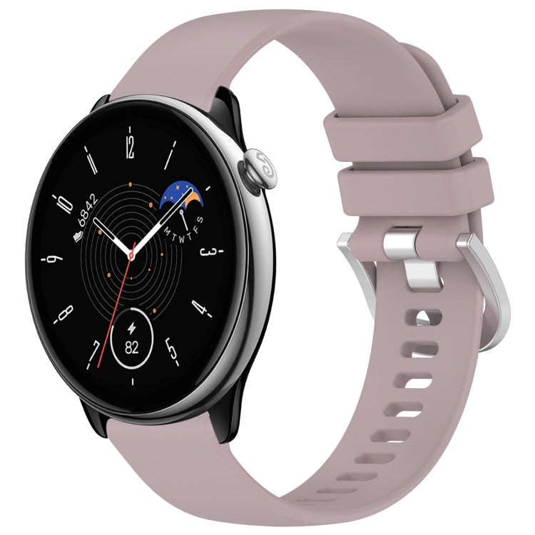 For Amazfit GTR Mini 20mm Liquid Glossy Silver Buckle Silicone Watch Band(Purple)