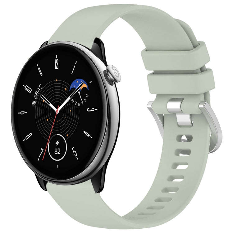 For Amazfit GTR Mini 20mm Liquid Glossy Silver Buckle Silicone Watch Band(Green)