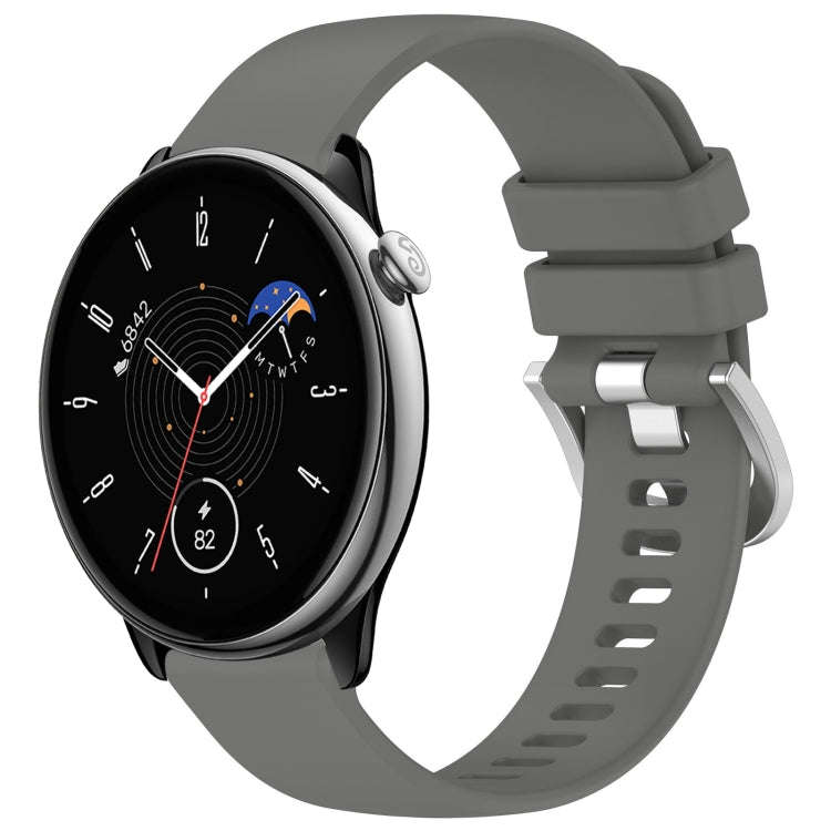 For Amazfit GTR Mini 20mm Liquid Glossy Silver Buckle Silicone Watch Band(Gray)