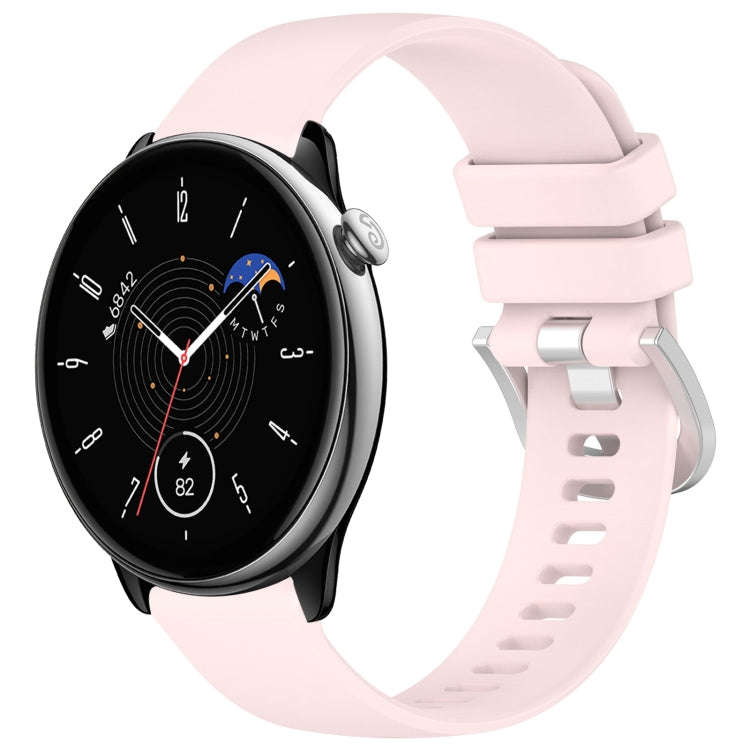For Amazfit GTR Mini 20mm Liquid Glossy Silver Buckle Silicone Watch Band(Pink)