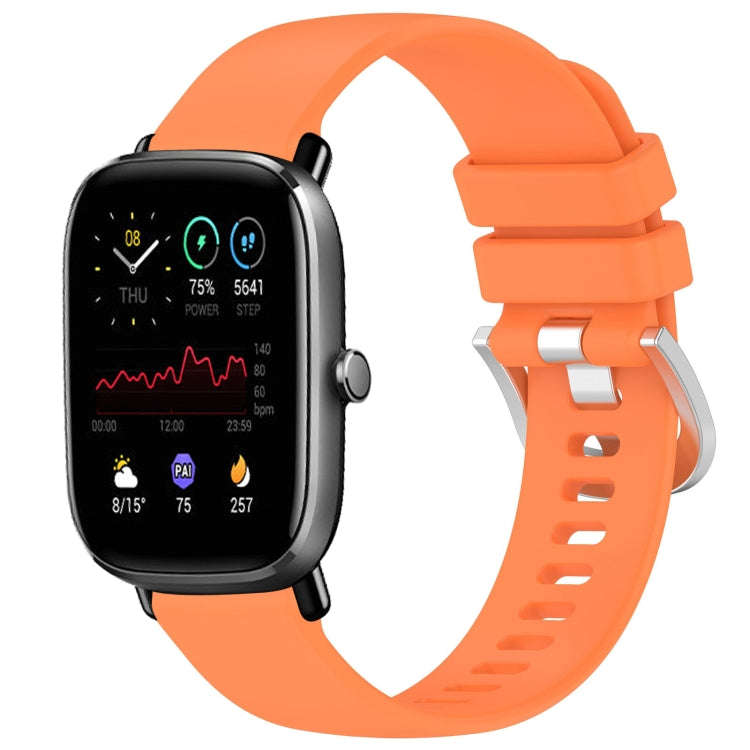For Amazfit GTS4 Mini 20mm Liquid Glossy Silver Buckle Silicone Watch Band(Orange)