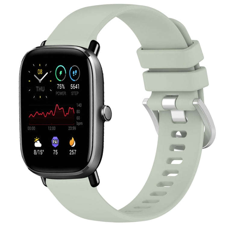 For Amazfit GTS4 Mini 20mm Liquid Glossy Silver Buckle Silicone Watch Band(Green)