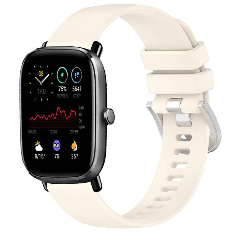 For Amazfit GTS4 Mini 20mm Liquid Glossy Silver Buckle Silicone Watch Band(Starlight)