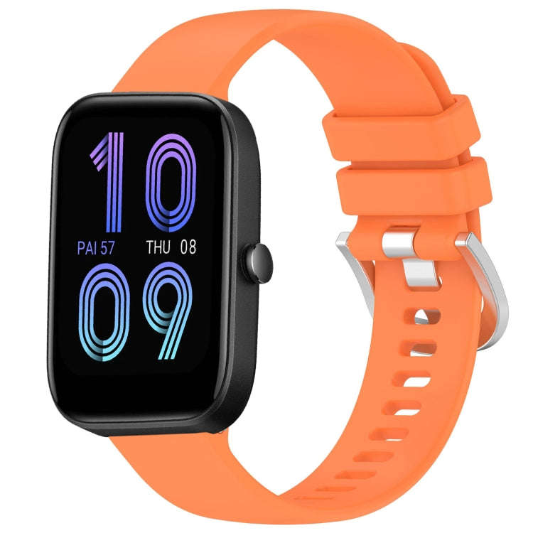 For Amazfit Bip 3 Pro / Bip 3 20mm Liquid Glossy Silver Buckle Silicone Watch Band(Orange)