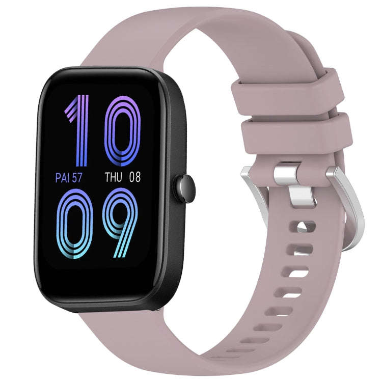 For Amazfit Bip 3 Pro / Bip 3 20mm Liquid Glossy Silver Buckle Silicone Watch Band(Purple)