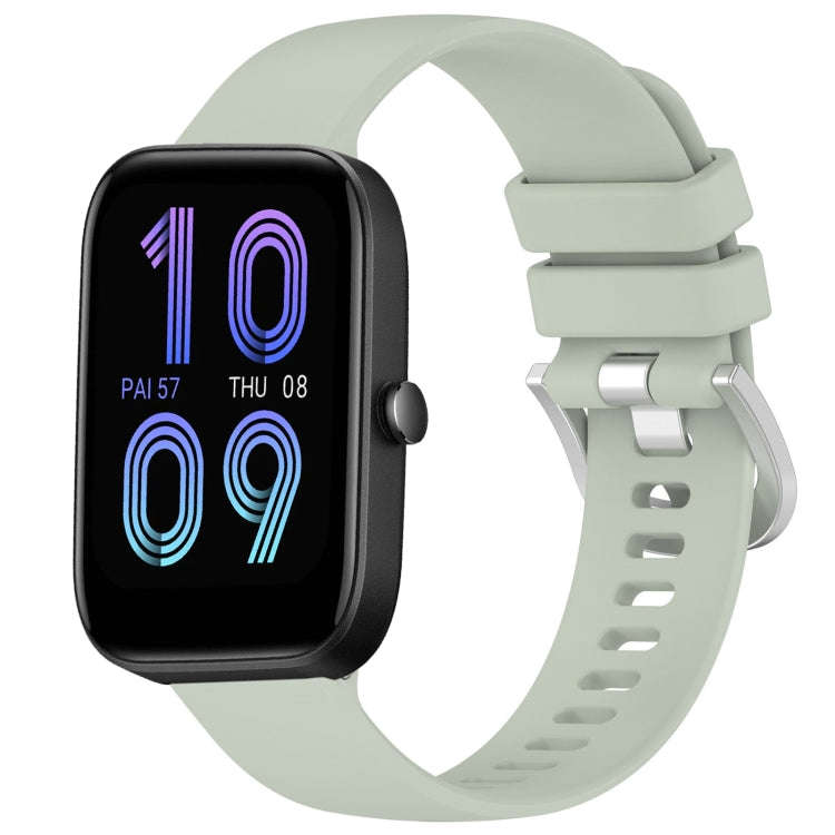 For Amazfit Bip 3 Pro / Bip 3 20mm Liquid Glossy Silver Buckle Silicone Watch Band(Green)