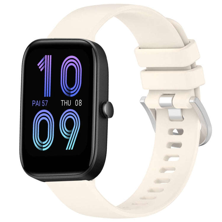 For Amazfit Bip 3 Pro / Bip 3 20mm Liquid Glossy Silver Buckle Silicone Watch Band(Starlight)