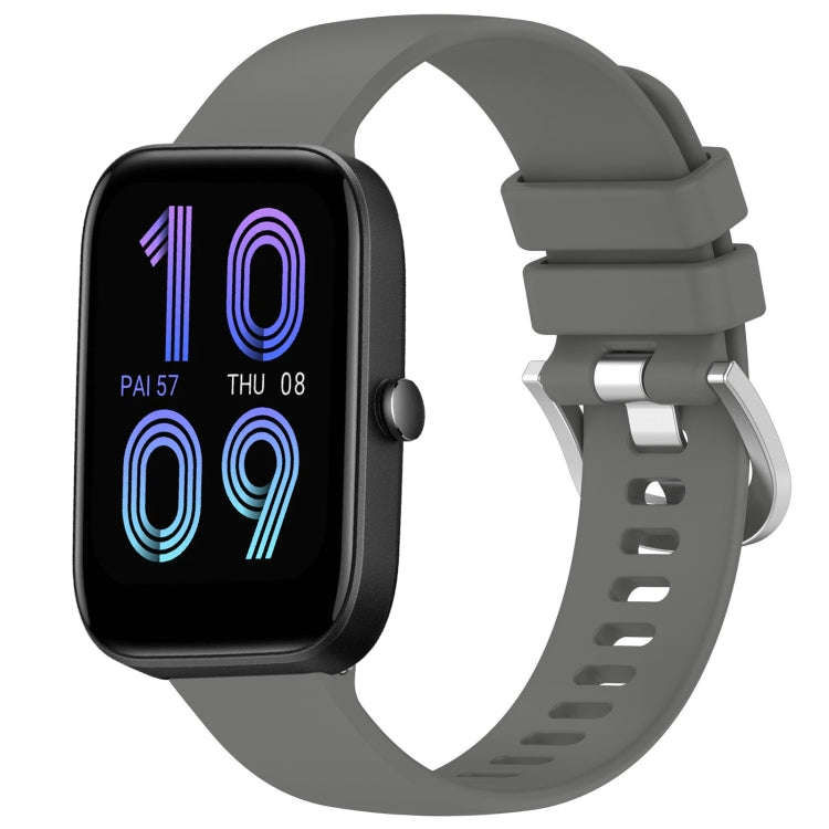 For Amazfit Bip 3 Pro / Bip 3 20mm Liquid Glossy Silver Buckle Silicone Watch Band(Gray)