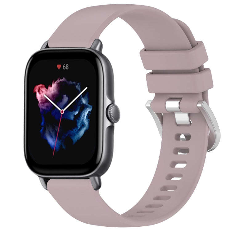 For Amazfit GTS 3 20mm Liquid Glossy Silver Buckle Silicone Watch Band(Purple)