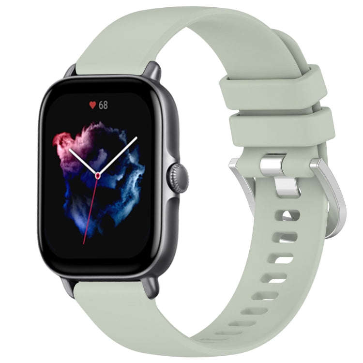 For Amazfit GTS 3 20mm Liquid Glossy Silver Buckle Silicone Watch Band(Green)