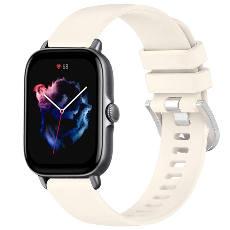 For Amazfit GTS 3 20mm Liquid Glossy Silver Buckle Silicone Watch Band(Starlight)