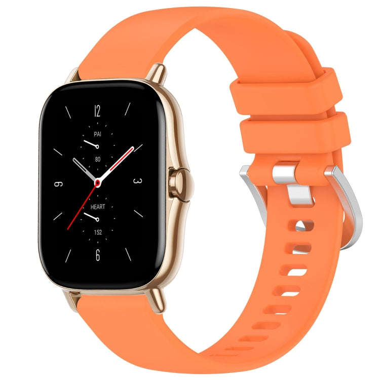 For Amazfit GTS 2e / GTS 2 Mini / GTS 2 20mm Liquid Glossy Silver Buckle Silicone Watch Band(Orange)