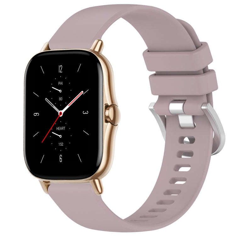 For Amazfit GTS 2e / GTS 2 Mini / GTS 2 20mm Liquid Glossy Silver Buckle Silicone Watch Band(Purple)