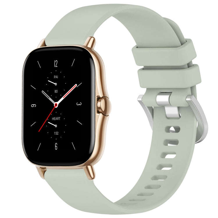 For Amazfit GTS 2e / GTS 2 Mini / GTS 2 20mm Liquid Glossy Silver Buckle Silicone Watch Band(Green)