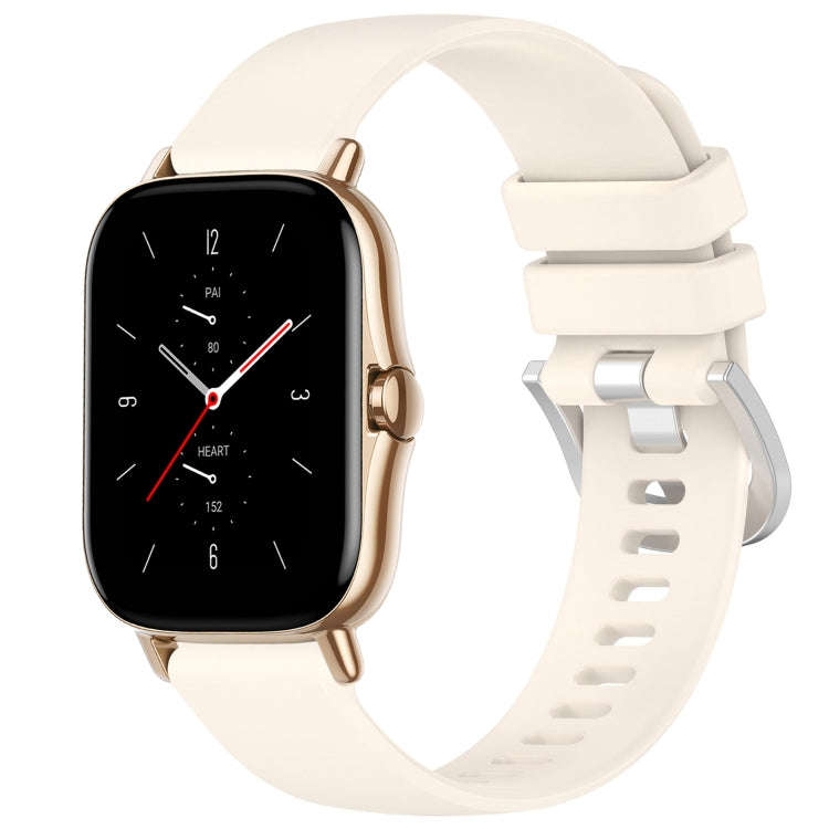For Amazfit GTS 2e / GTS 2 Mini / GTS 2 20mm Liquid Glossy Silver Buckle Silicone Watch Band(Star...