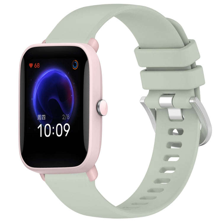 For Amazfit Pop Pro / Pop / Bip U 20mm Liquid Glossy Silver Buckle Silicone Watch Band(Green)