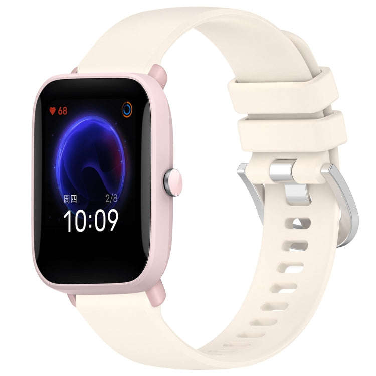 For Amazfit Pop Pro / Pop / Bip U 20mm Liquid Glossy Silver Buckle Silicone Watch Band(Starlight)