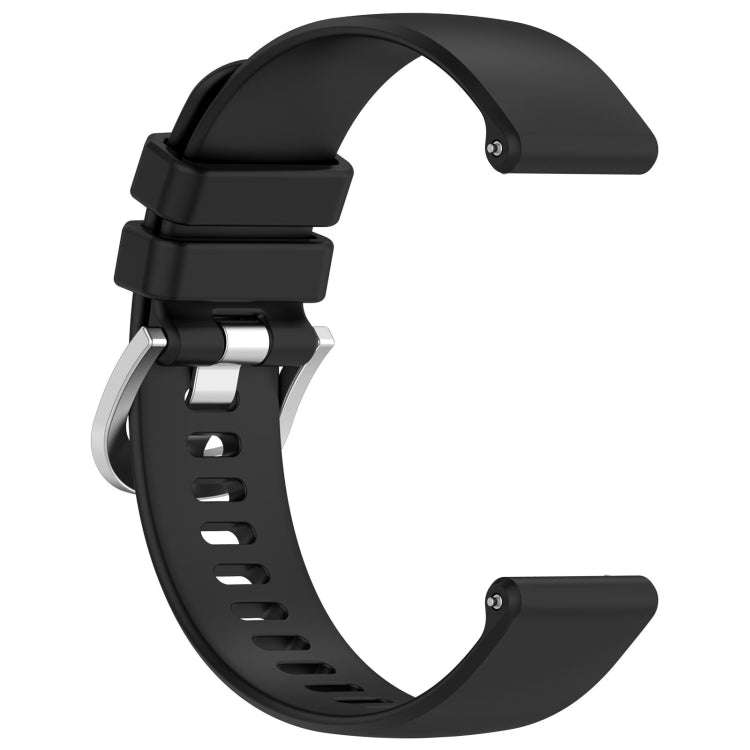 For Amazfit Bip / Bip Lite / Bip 1S 20mm Liquid Glossy Silver Buckle Silicone Watch Band(Black)