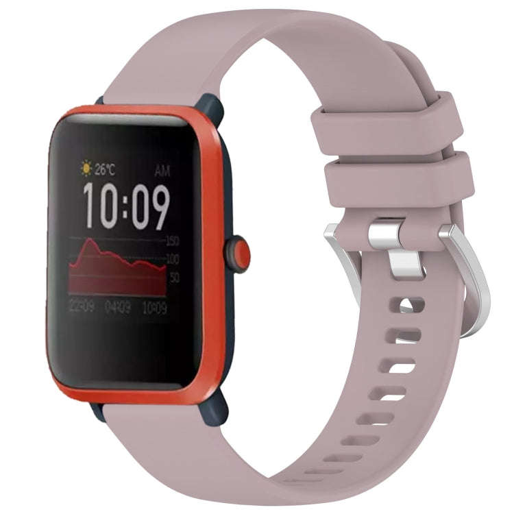 For Amazfit Bip / Bip Lite / Bip 1S 20mm Liquid Glossy Silver Buckle Silicone Watch Band(Purple)