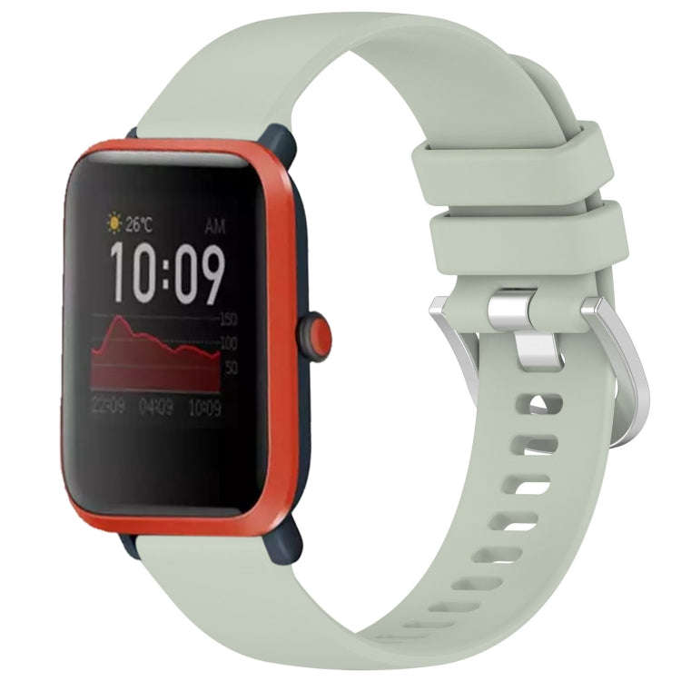 For Amazfit Bip / Bip Lite / Bip 1S 20mm Liquid Glossy Silver Buckle Silicone Watch Band(Green)