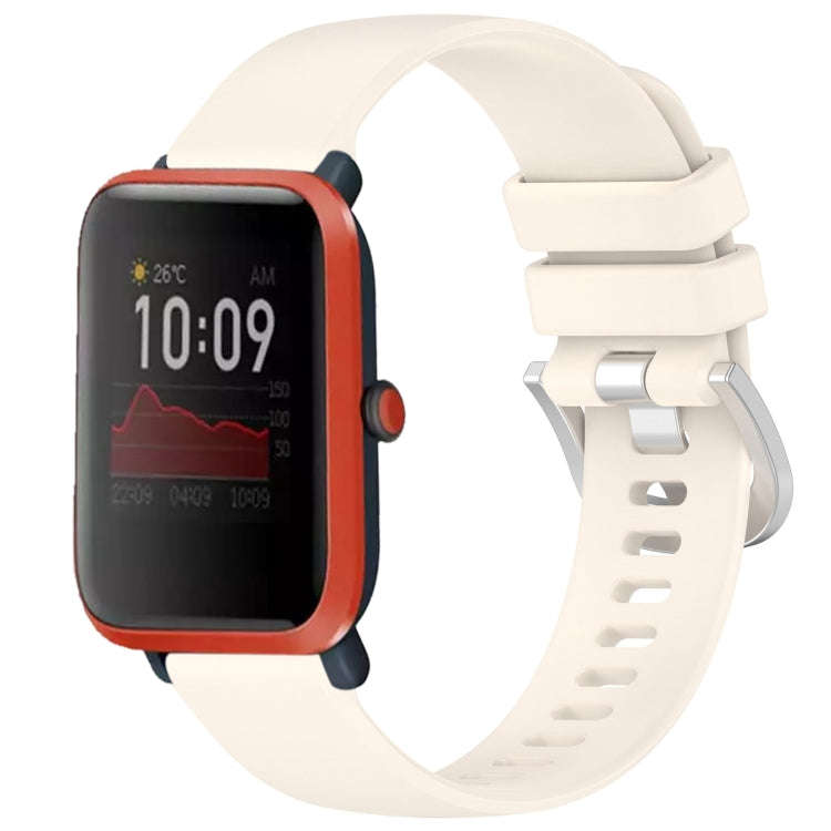 For Amazfit Bip / Bip Lite / Bip 1S 20mm Liquid Glossy Silver Buckle Silicone Watch Band(Starlight)