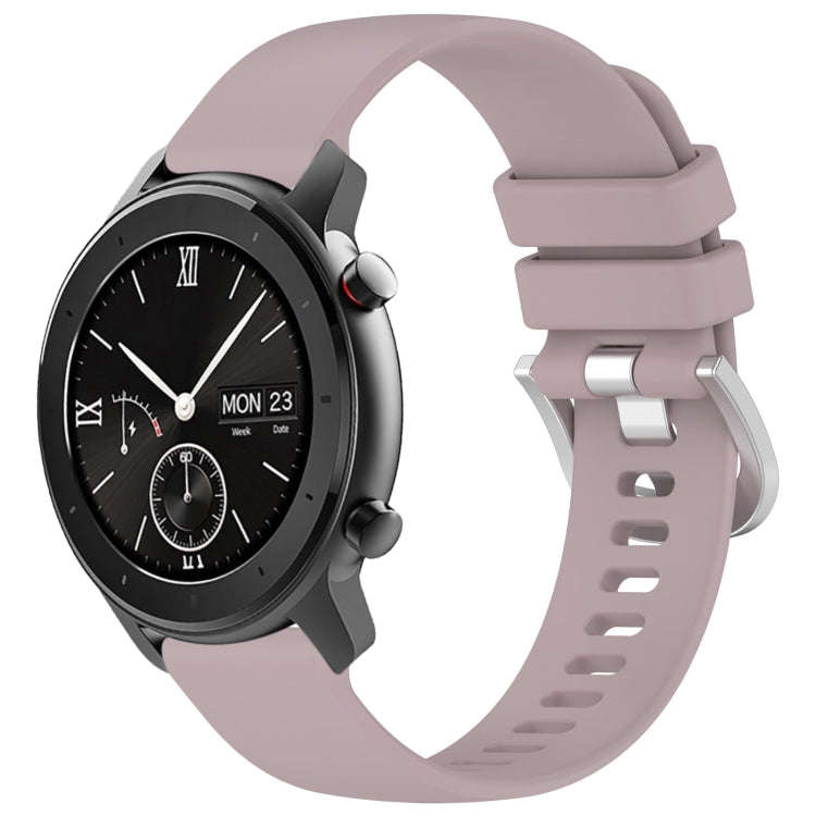 For Amazfit GTR 42mm / GTS 20mm Liquid Glossy Silver Buckle Silicone Watch Band(Purple)